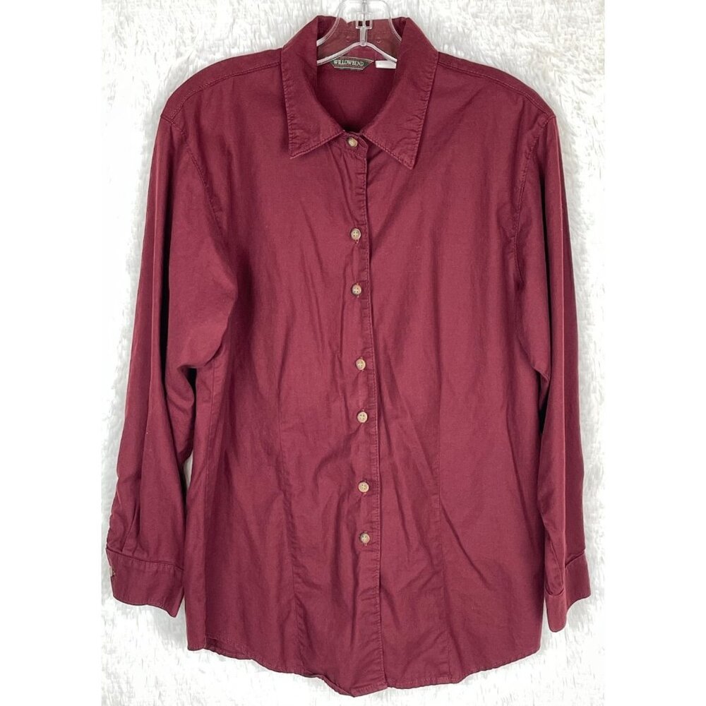 Vintage Willowbend Medium Long Sleeve Maroon Button Down Shirt